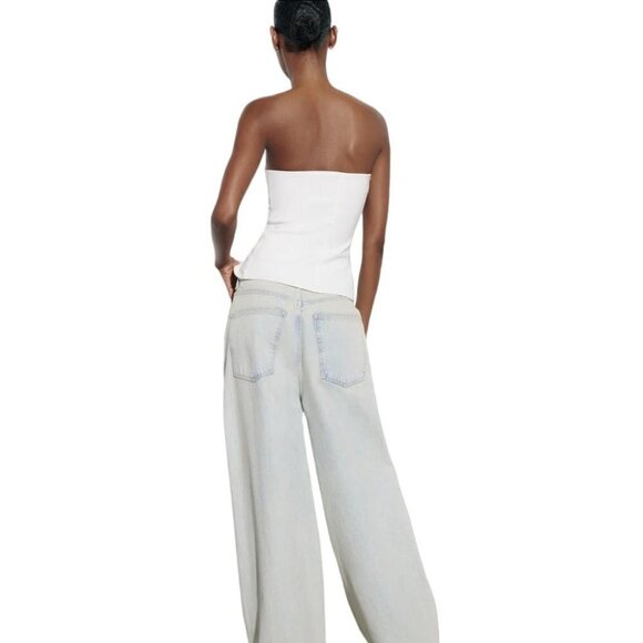 ZARA ZIPPER BANDONE TOP WHITE SIZE S | 3067/068 - Picture 4 of 10